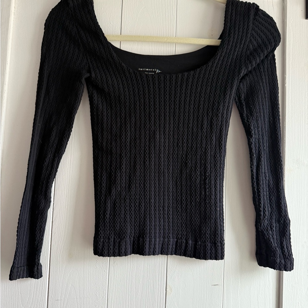 Free People Intimately Textured Long Sleeve Top